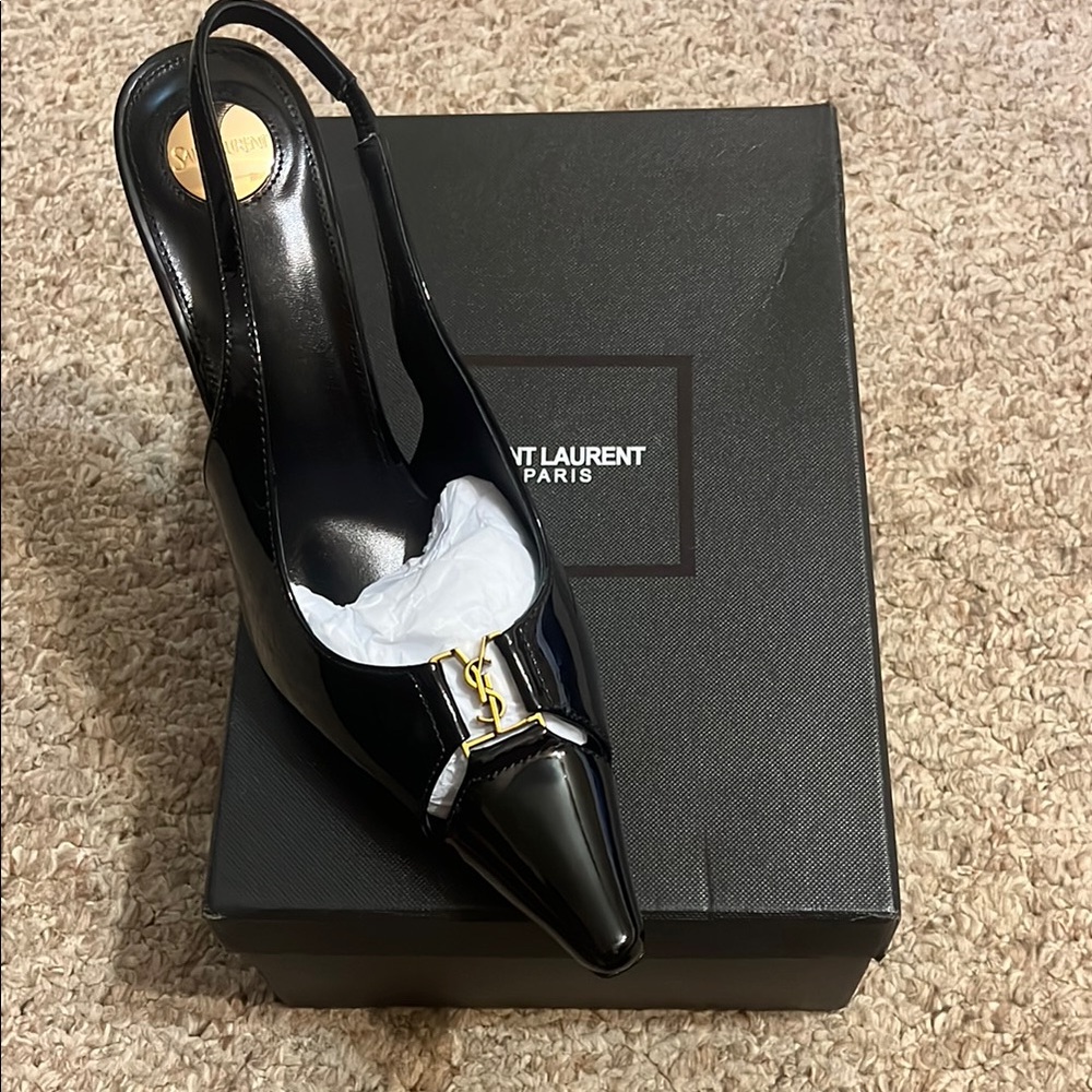 Saint Laurent Black Patent Leather Stiletto Heels